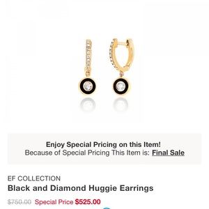 EF Collection 14k rose gold diamond huggie earrings worn once